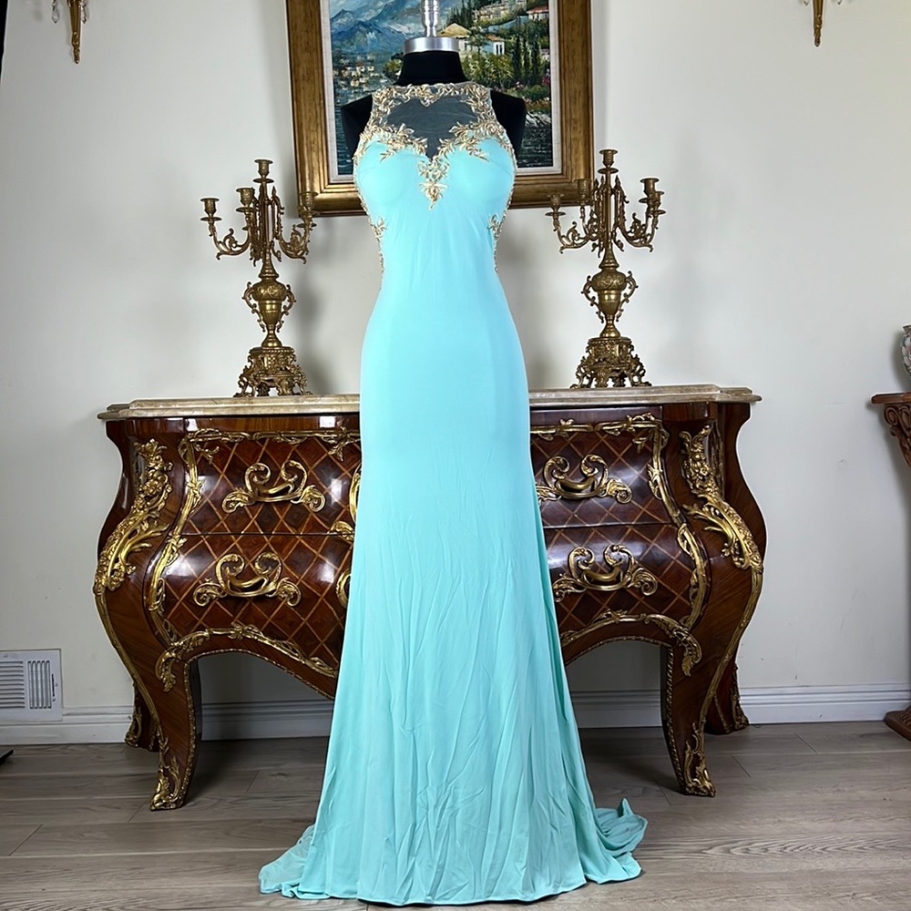 Illusion stretch embroidery beaded bodice evening prom dress